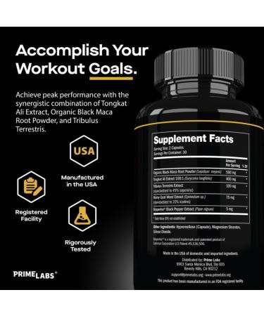 Prime Labs Tongkat Ali Plus (60 ct) + Organic Black Maca Capsules (60 ct) - Buy Online on GoSupps.com