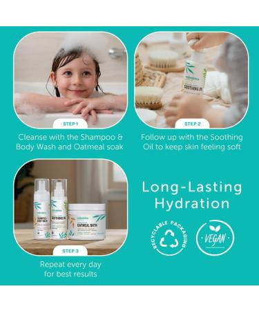 Mambino Organics Soothing Bath Set Organic Oatmeal Bath Soak Soothe Me Shampoo & Body Wash and Calming Oil Gentle for Sensitive Skin Vegan Baby Bath Essentials 3-Pack 5.5 oz Each - Buy Online on GoSupps.com