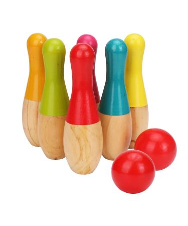 Wooden Bowling Game, Lawn Bowling Game/Skittle Ball, Colorful Design, Indoor and Outdoor Fun for Toddlers, Children, Adults Wooden Skittle Set Toys