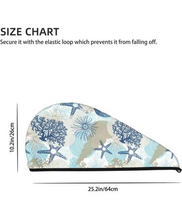 Algae Corals & Seashells Microfiber Hair Towel - Super Absorbent Coral Velvet Wrap for Long Curly & Thick Hair | Quick Dry Hair Cap for Women - International Shipping - Buy Online on GoSupps.com