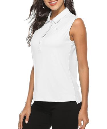AIRIKE Sleeveless Golf Polo Shirt for Women - Quick Dry Athletic Tank Top for Summer Sports and Workwear (White, Small) - Buy Online on GoSupps.com