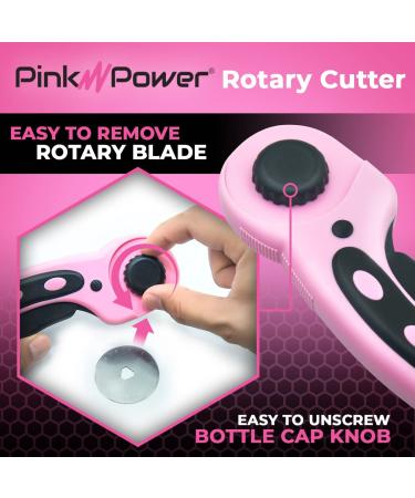 Pink Power Fabric Rotary Cutter Set - 45mm Sewing & Quilting Blade with Ergonomic Handle for Crafting and Scrapbooking - Buy Online on GoSupps.com