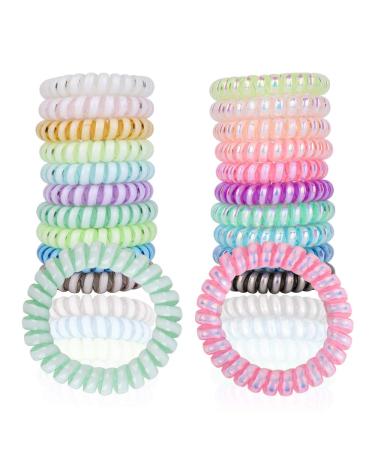 UPSCOOL Spiral Hair Ties  Coil Hair Ties  Phone Cord Hair Ties  Hair Coils - 20Pcs Multi Color