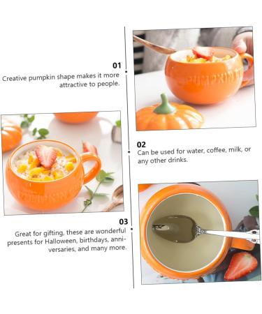 Abaodam Pumpkin Shape Cup 3 Sets Halloween Pumpkin Cups Retro Pumpkin Mug Milk Cup with Lid Porcelain Coffee Ceramics - Buy Online on GoSupps.com