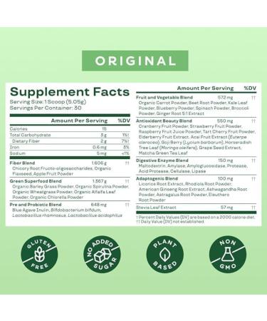 Bloom Nutrition Super Greens Powder Smoothie & Juice Mix - Probiotics for Digestive Health & Bloating Relief for Women Enzymes with Superfood Spirulina & Chlorella for Gut Health (Original) - Buy Online on GoSupps.com