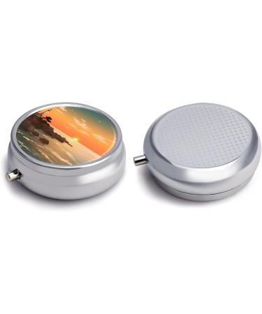 Travel Pill Box - 3 Compartment Ocean Sunset Landscape Portable Pill Organizer for Handbag & Pocket - Buy Online on GoSupps.com