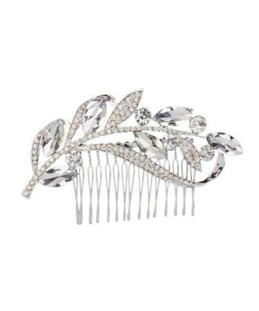 MAGICLULU Floral Rhinestone Hair Pin Bridal Headpiece Bridal Wedding Hair Comb Slide Clip Rhinestone Headpiece Tiara Crystal Bride Headband