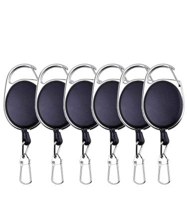 HiBD 6PCS Fishing Zinger Retractors with 360 Degree Rotation Buckle for Fishing Climbing Hiking Outdoor Sports