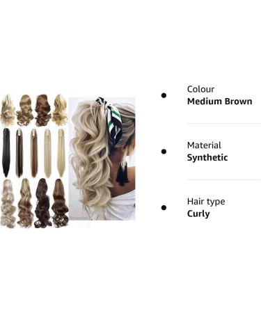 Long Short Claw Ponytail Hair Extension | Clip-In Synthetic Curly Hairpiece 18 Inch - Medium Brown - Buy Online on GoSupps.com