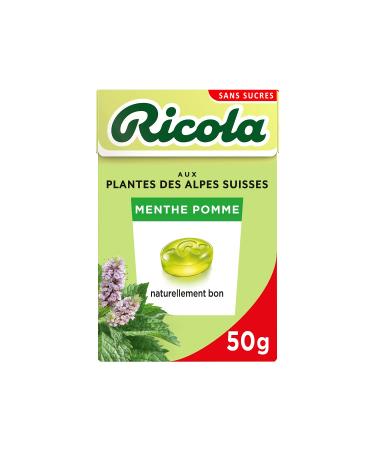 Ricola - Sweets with Swiss Plants - Apple Mint - Refreshing - Sugar Free - Box of 50g