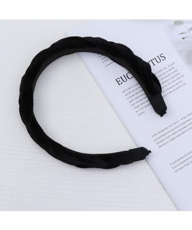 Wide Headband Fashion Suede Braid Headband Handmade Cloth Twist Hairbands for Women Girls (Black) - Buy Online on GoSupps.com