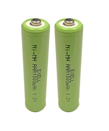 (2-PACK) Exell 1.2-Volt Nickel-Metal Hydride Rechargeable Button-Top Battery AAA 1000 mAh Battery Replacement for Electric Razor Toothbrush meters two radios