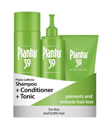 Plantur 39 Caffeine Shampoo Conditioner and Tonic Prevents and Reduces Hair Loss | For Fine Brittle Hair | Unique Galenic Formula Supports Hair Growth | 250ml Shampoo | 150ml Conditioner | 200ml Tonic - Buy Online on GoSupps.com