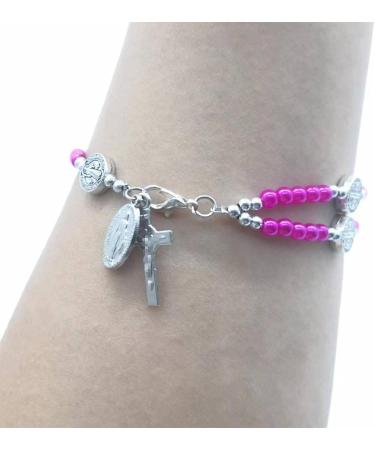 Oralgo Catholic Cross Finger Chain Bracelet - Double-Aged Art Pearls Rosary Wrist Chain for Women & Girls - Imitation Pearls - Buy Online on GoSupps.com