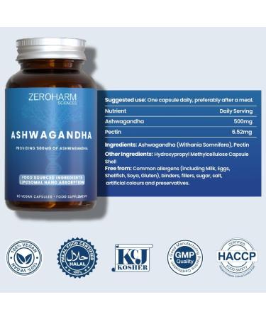 ZEROHARM Ashwagandha liposomale 500 mg Adaptog ne pour le soutien du stress de l' nergie et du sommeil Absorption liposomale haute concentration 60 comprim s (1 paquet) - Buy Online on GoSupps.com