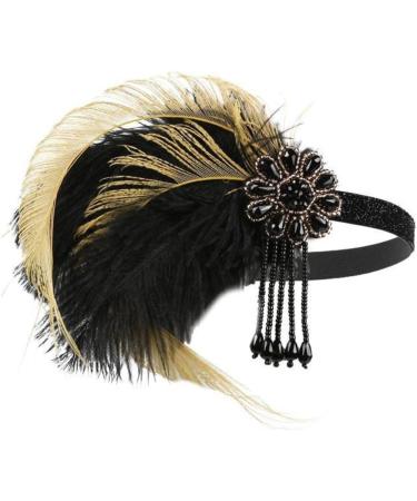 Feather Headband Lady Head-Chain Handmade Hair Headwear for Women Party Headpiece Roaring 1920s Art - Buy Online on GoSupps.com