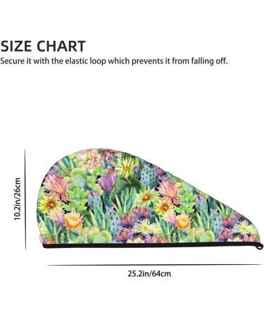 Hair Towel Wrap | Quick-Dry Towel Turban | Watercolor Blooming Cactus Design - Buy Online on GoSupps.com