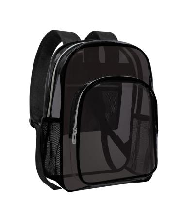 Clear Backpack Heavy Duty Transparent Backpack for School Travel Work B-black