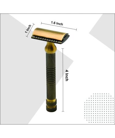 Pearl Double Edge Safety Razor - Eco-Friendly Men's Shaving Kit | Premium Close Comb Reusable Razor | Perfect Father's Day Gift (Antique Brass - Buy Online on GoSupps.com