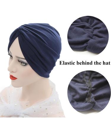 Beifon Women's Beanie Hat Turban - 2 Pack Elastic Printed Sleeping Caps for Hair Loss - Marine & Khaki - Buy Online on GoSupps.com