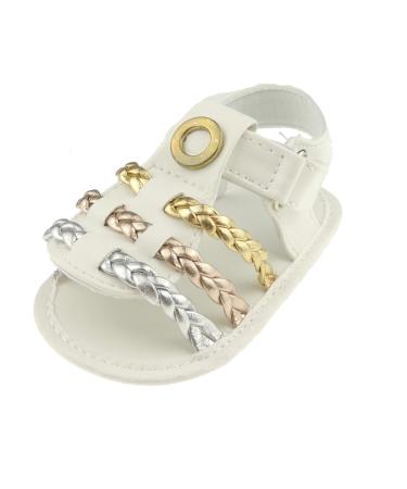 Glamour Girlz Baby Girls Rope Leather Look Summer Beach Holiday Strappy Sandals 3-6 Months White