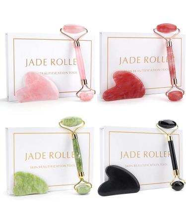 Gua Sha Facial Tool Twarz jadeit do masa u Roller Gua sha zestaw z kamienia naturalnego kryszta szczuplejsze podnoszenia zmarszczek podw jny podbr dek Remover piel gnacja urody odchudzanie narz dzia-Pink heart set - Buy Online on GoSupps.com