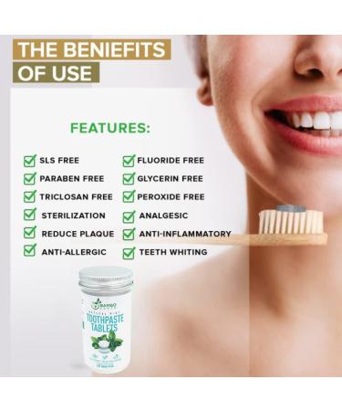 200 Pack Natural Toothpaste Tablet Bits - Chewable Mouthwash Whitening Bite Tablets for Teeth SLS & Fluoride Free Eco & Travel Friendly - Zero Waste Packaging - Mint & Activated Charcoal (Peppermint) - Buy Online on GoSupps.com