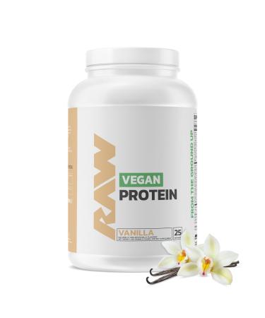 RAW Vegan Protein Powder Vanilla - 20g of Plant-Based Protein Powder & Fortified with Vitamins for Muscle Growth & Recovery - Low-Fat Low Carb Naturally Flavored & Sweetened - 25 Servings Vanilla 1.82 Pound (Pack of 1)