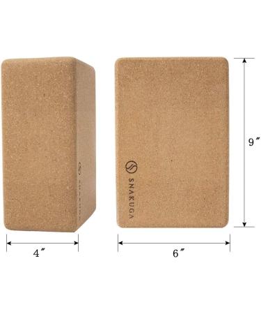 SNAKUGA Cork Yoga Block 2 Pack - Non-Slip 4'' or 3'' High Density Blocks for Pilates, Meditation, Fitness & Stretching - Supportive & Flexible Brick for Improved Poses Balance - 9x6x4 - Buy Online on GoSupps.com
