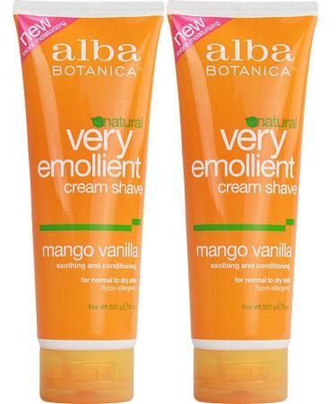 Alba Natural Very Emollient Cream Shave, Mango Vanilla, 8 Ounce (Pack of 2)