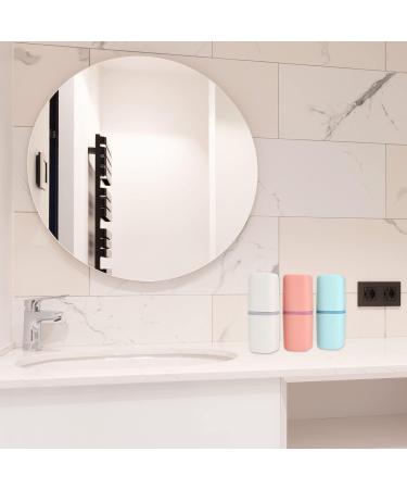 Ngosuet 4-Part Travel Toothbrush Set | Toothbrush Holder for Home & Trips | Stylish Blue Light Blue Pink & Gray - Buy Online on GoSupps.com