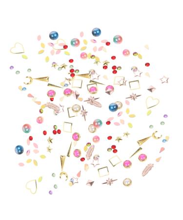 POPETPOP 9 Boxes Nail Art Accessories Art Supplies Rhinestones Nail Art Rivet Assorted Nail Art Jewelry Nail Art Studs Jewels Nail Decorations for Nail Art Plastic 3D Pearl Golden Nails