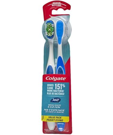 Colgate 360 Toothbrush Value Pack Medium 2 Count 360 Medium - Buy Online on GoSupps.com