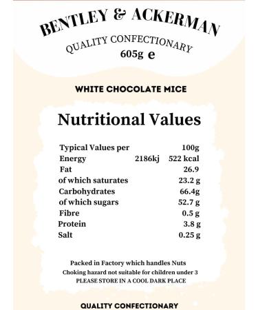 White Chocolate Mice (605g) Original Creamy White Chocolate Mice in a Jar By Bentley & Ackerman's Sweet Shop. Delightful Creation. - Buy Online on GoSupps.com
