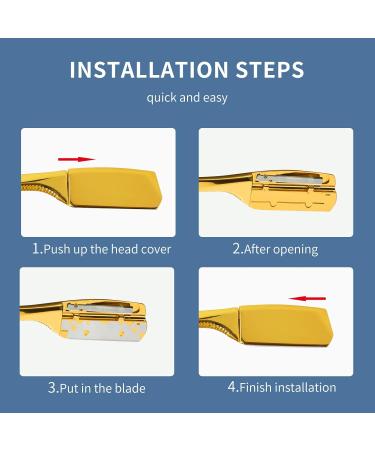 Professional Stainless Steel Barber Razor for Men - Gold Straight Edge Safety Razor for Close Shaving | Ideal for Barbershops & Home Use - Buy Online on GoSupps.com