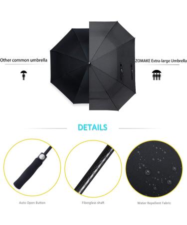 ZOMAKE 62 Inch Golf Umbrella - Double Canopy Vented for Rain & Windproof - Automatic Open Oversize Stick Umbrella in Black/Square - Buy Online on GoSupps.com