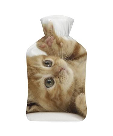 Cute Kitten Hot Water Bottle With Cover Plush Bed Bottle Hand Warmer For Adults And Children 26.5X15.3cm