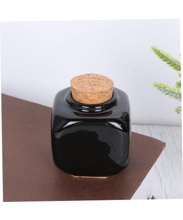 Beavorty porcelain material nail art dish manicure ceramic cork bottle manicue cups bottle Powder Bottle Jar bottle travel bottle Ceramic Bottle porcelain cup Wooden square 5.7*3.5cm Black - Buy Online on GoSupps.com
