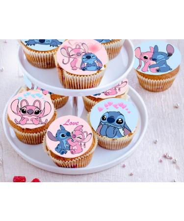 24 x Pre-Cut Stitch & Angel Edible Stand up Wafer/Rice Paper Cupcake Cake Dessert Toppers Birthday Children's Kids Party Lilo and Stich Decorations (Stitch & Angel 1) - Buy Online on GoSupps.com