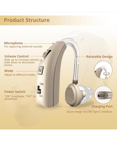 HiBRIQ Sound Device for Adults Adjustabel Volume with Charging Cable Rechargeable Digital Sound Device with 2 Modes and 8-Level Volume Adjustment - Gold - Buy Online on GoSupps.com