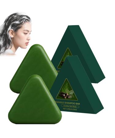 ZLHHRZJX Nature Triangle Cypress Leaf Hair Soap Volumizing Shampoo & Oil Regulator - Sham/Poo Firm for Women and Men Strengthens and Smooths Hair - Soap for Smooth Hair (2 PCS)