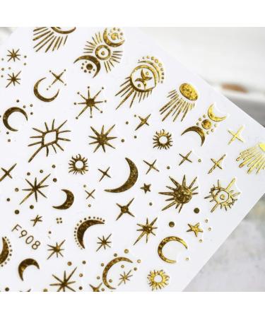 Songjie 4 Sheets Gold Nail Stickers: Bronzing Rose, Snake Eyes, Heart 3D Self-Adhesive Decorations - Perfect for Fake Nail Designs and Salon Accessories - Buy Online on GoSupps.com