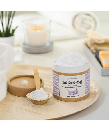 Puremetics 3-in-1 Shower Fluff: Fig & Jasmine Sea Salt Peeling Gel Vegan & Plastic-Free 250g - Buy Online on GoSupps.com