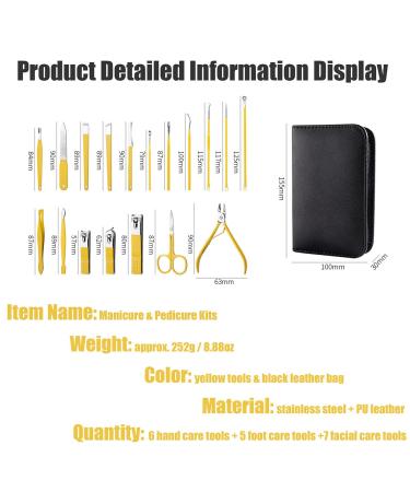 Professional Lemon Yellow Manicure Set from Germany - Stainless Steel Nail Clippers and Pedicure Kit in Luxurious Travel Case for Men and Women - Perfect Gift - Buy Online on GoSupps.com