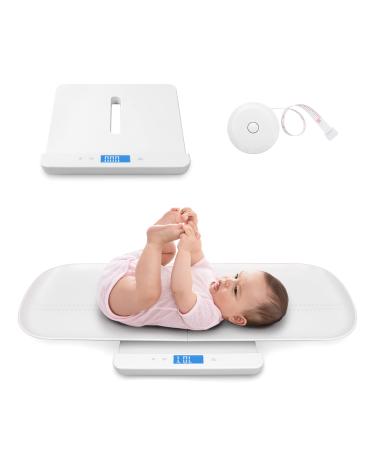 Leogreen Baby Scale, Multi-Function Digital Scale with Hold Function, 2 in 1 Toddler and Pet Scale, Blue Backlight, Height Track with Measuring Tape (Max: 59inch) and Weight (220lbs)