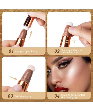 AOOWU Contour Beauty Wand - Liquid Highlighter & Matte Blush with Cushion Applicator - Buy Online on GoSupps.com