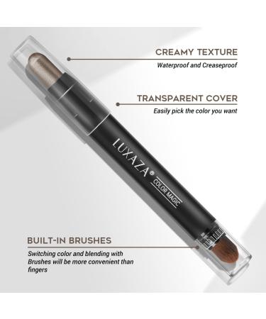 LUXAZA Smoky Gray Brown Eyeshadow Stick - Waterproof Creamy Metallic Pencil Crayon - Buy Online on GoSupps.com