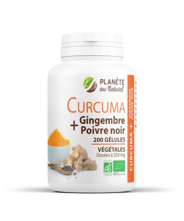 Turmeric, Ginger and Black Pepper Organic 350 mg - 200 Vegetable Capsules