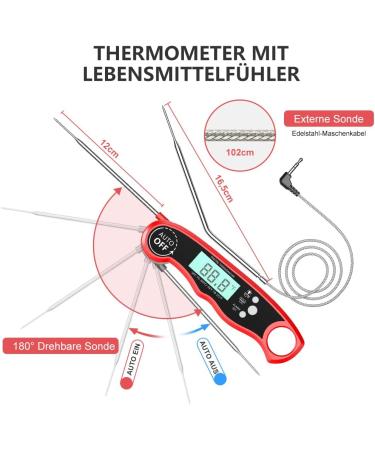 Buy Cirycase Digital Meat Thermometer - Instant Read Grill & Roast Thermometer with 102cm Long Probe - Perfect for BBQ Oven and Baking - Buy Online on GoSupps.com