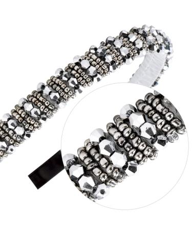 ANBALA Beaded Jeweled Headbands - Crystal Rhinestone Diamond Thin Hair Bling Sparkle Headbands for Women Girls (Black Silver Gold) - Buy Online on GoSupps.com